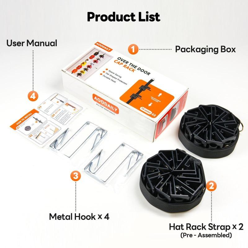 Hat Rack for Door - Two-Way Hanging Caps with Display Hooks and Hanger, Hat Organizer for Baseball Caps