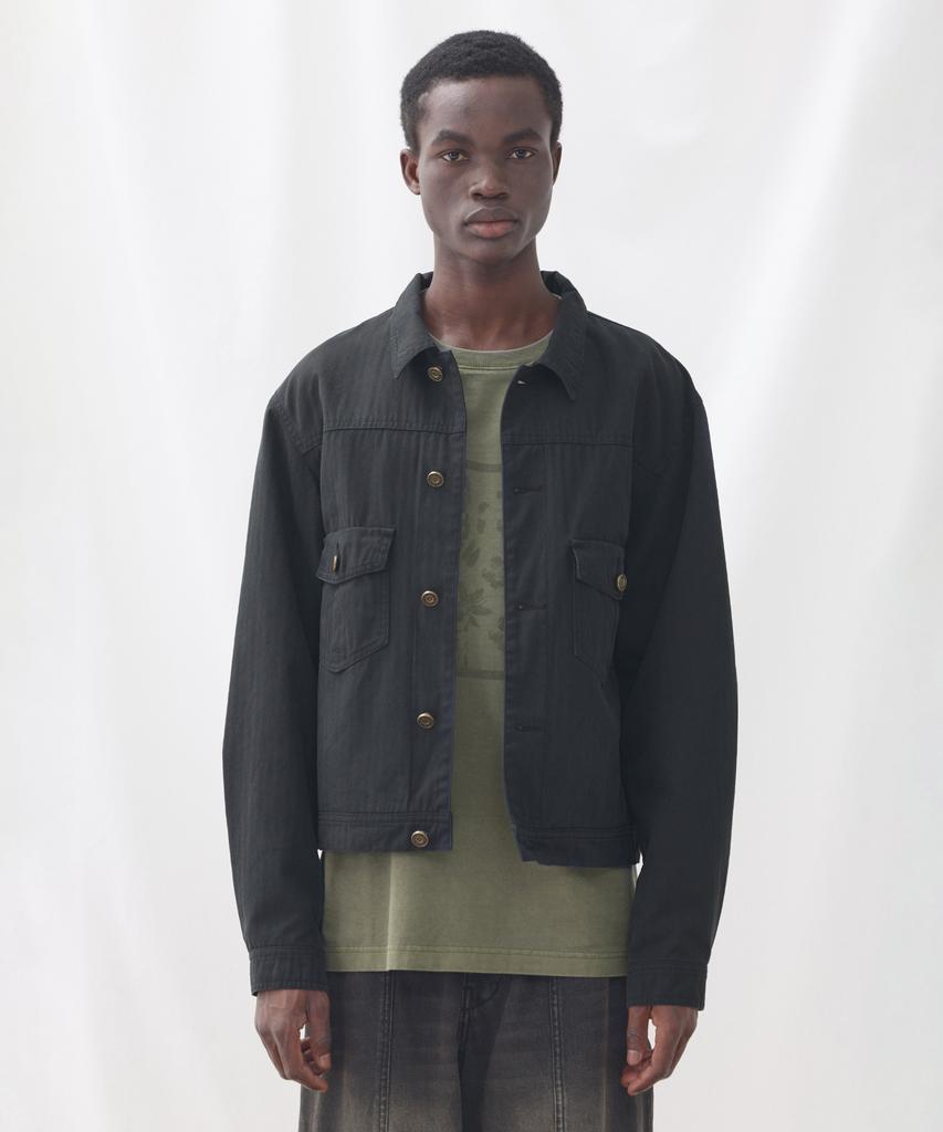 Eastserviceshop One-Wash Twill Lining Trucker Jacket - Black