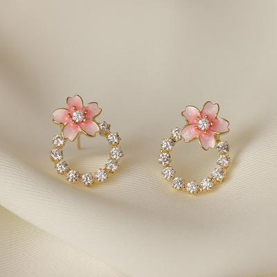 Orecchini con fiori di ciliegio giapponesi, carini e dolci orecchini con fiori Mori, nuovi orecchini naturali da donna del 2023