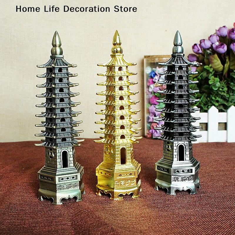 Slitina zinku Feng Shui Vzdělávací věž Devět úrovní Pagoda Wen Chang Pro vzdělání a kariéru a růst podnikání Stolní ozdoby