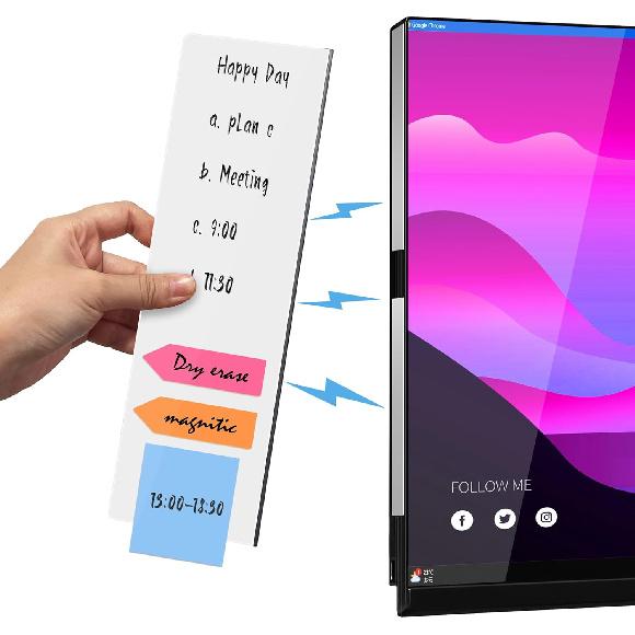 Magnetic Monitor Memo Board, Acrylic Message Reminder Board for Moniter Side, Office Desk Accessories for Women Men, Computer Sticky Note Holder Home