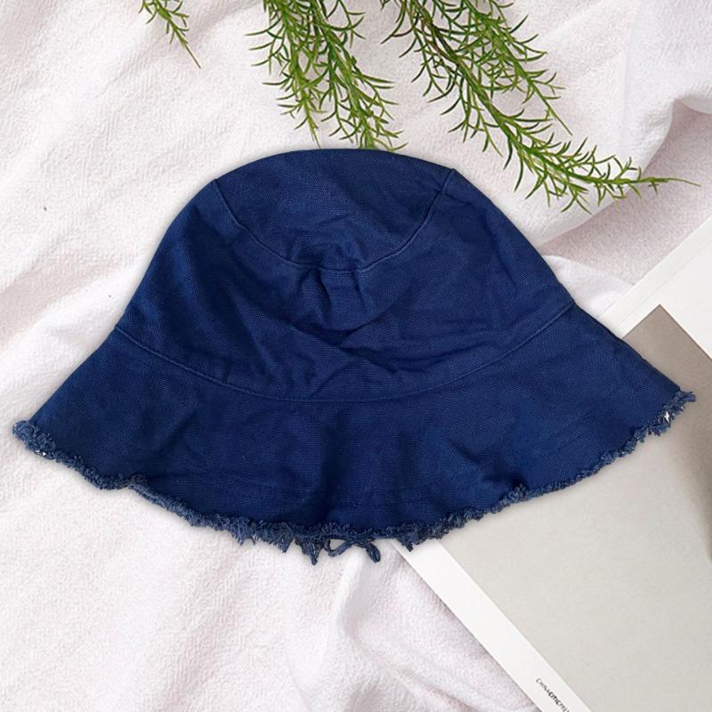 Rough Edge Bucket Hat Women's Summer Visor Casual Hat Edging Basin Hat Foldable Washable