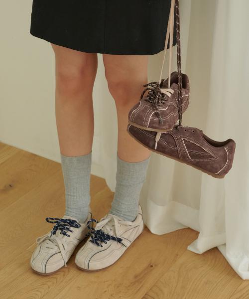 [Witthia] Real Suede Double Bow Sneakers [WBLC58510]
