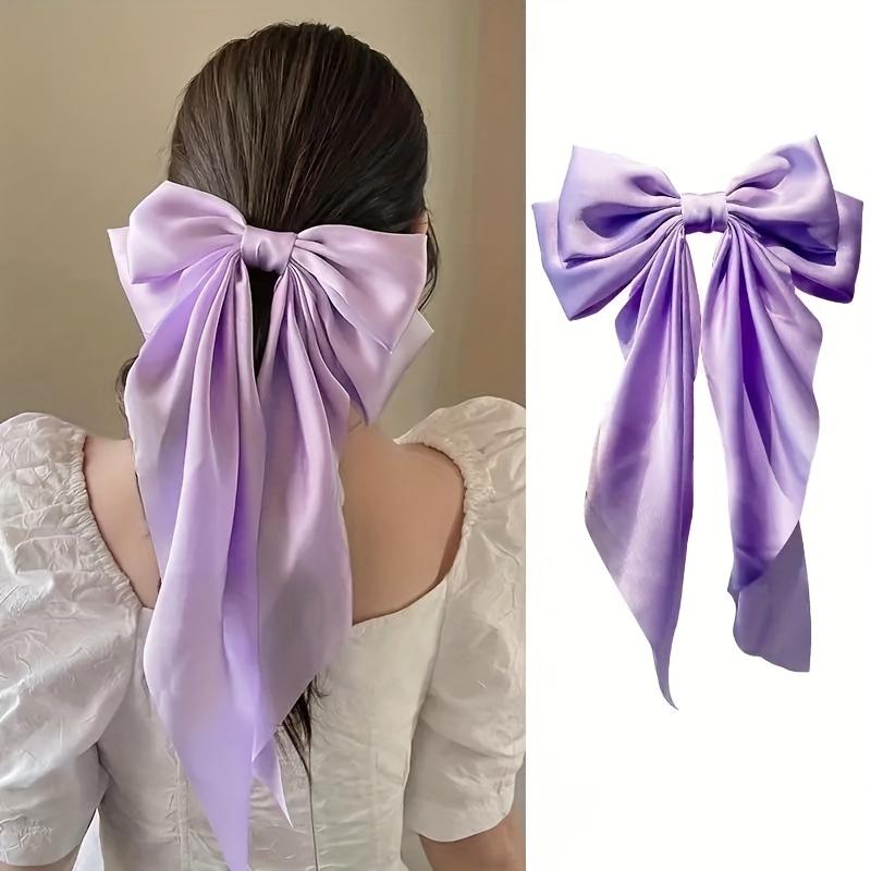 Elegant Fabric Bow Tie Hair Clip, Solid Color Duck Bill Long Streamer Hair Accessory, Single Piece Sweet Style Hairpin for Women