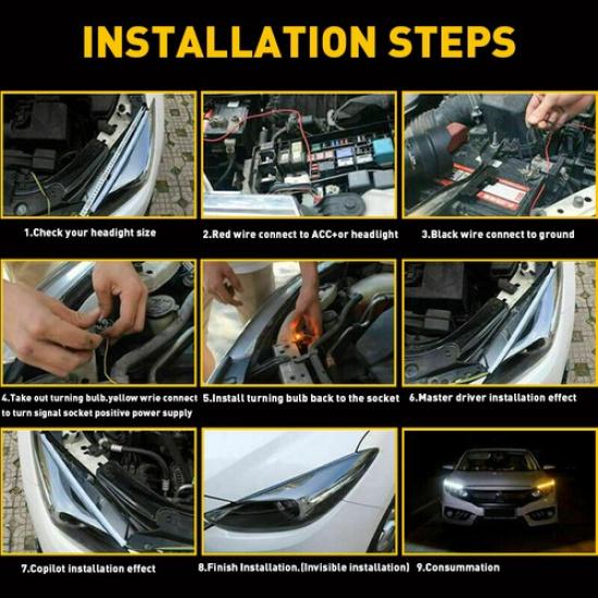 2 LED DRL Car Styling Daytime Running Light Strip Waterproof For Headlight Parts