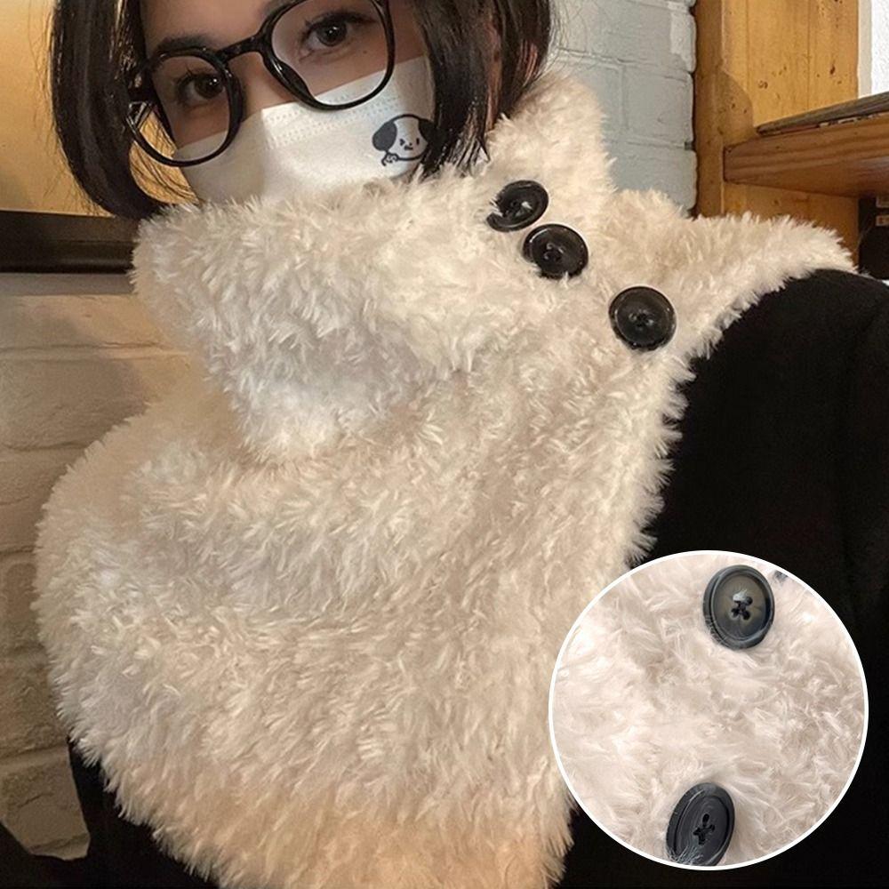 Solid Color Winter Neck Warmer Soft Plush Detachable Scarf Winter Turtleneck Neck Warmer  for Women