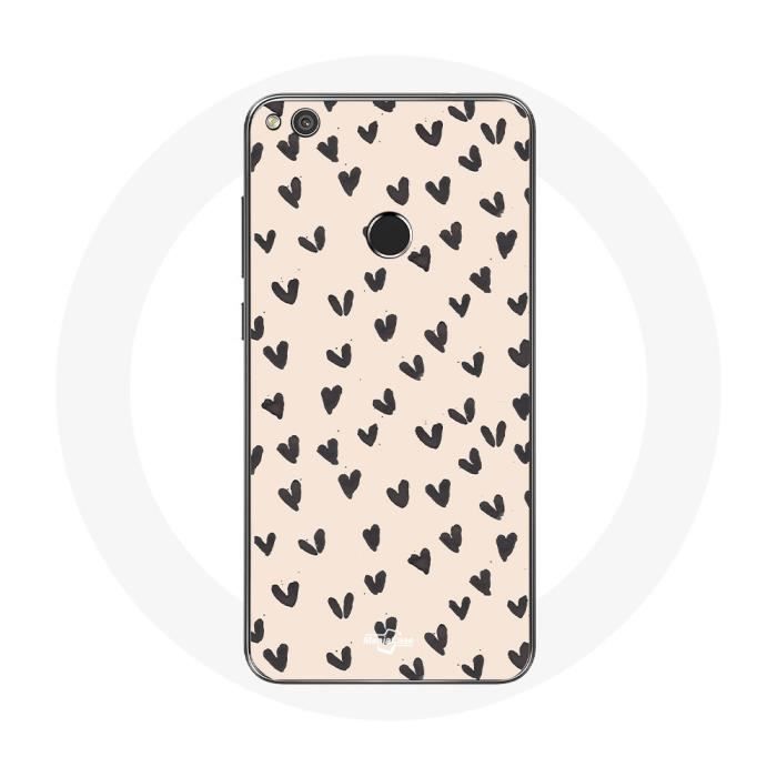 Coque pour Huawei P8 Lite 2017 Fond de texture abstraite coeurs noirs