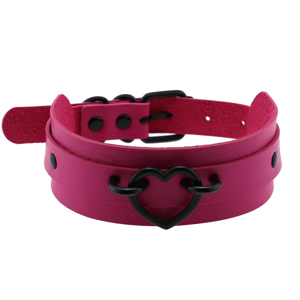 Trendy Sexy Punk Gothic Leather Heart Circle Choker Necklace Vintage Charm Women PU Collar Necklaces