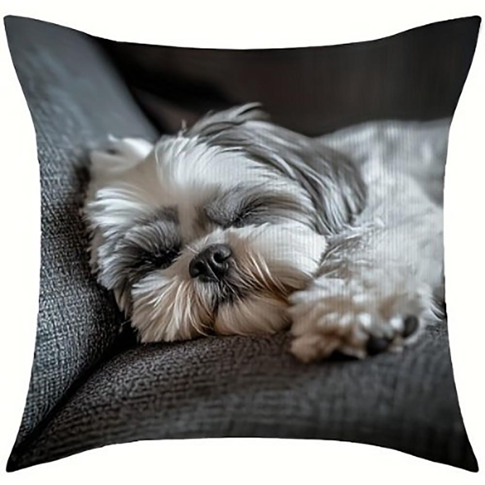 

1/4pcs Cute Shih Tzu Sleeping Pattern Pillowcases Sofa cushion cover home bedroom room decoration 45x45cm-1pcs