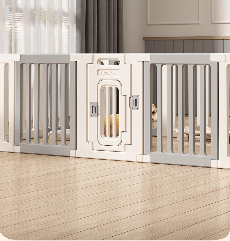 Gray & White Color Block Puppy Playpen for Small to Medium Dogs - Indoor Pet Crate & Isolation Fence