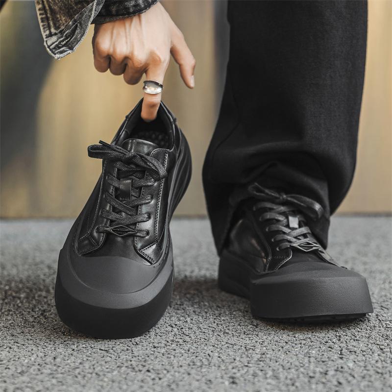 

Пара кроссовок для спорта и отдыха, универсальные мужские и женские туфли в студенческом стиле, небольшие кожаные туфли для езды на работу, чтобы сменить обувь для кроссовок 66643-J 36 чёрный