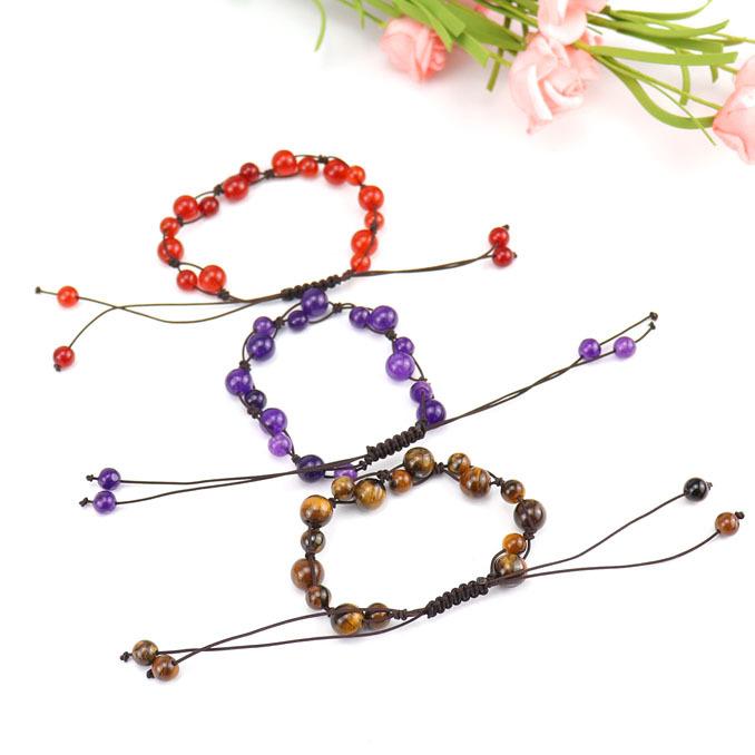 Hand-Woven Natural Crystal Agate Bead Bracelet Bracelet, Adjustable B31