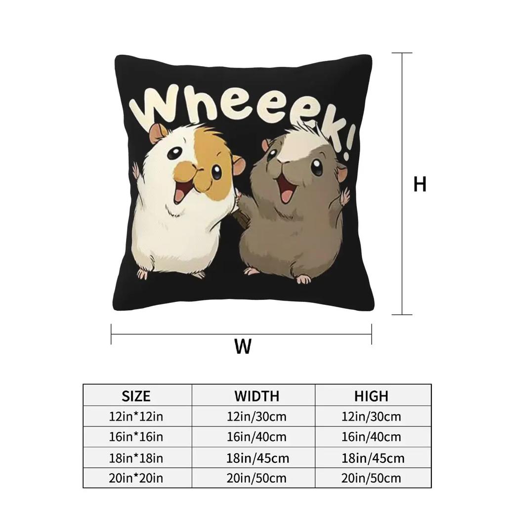 Happy Guinea Pig 2 Pcs Square Pillowcase Pillow Cover Cushion Zip Decorative Comfort Throw Pillow For Home Sofa