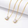 Stainless steel zircon oval circular water droplet pendant necklace with gold plating and color preservation