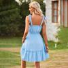 Women Summer Casual Sleeveless Off Shoulder Camisole Dress High Waist A-Line Strapless Short Dresses Solid Color Spring S-XL