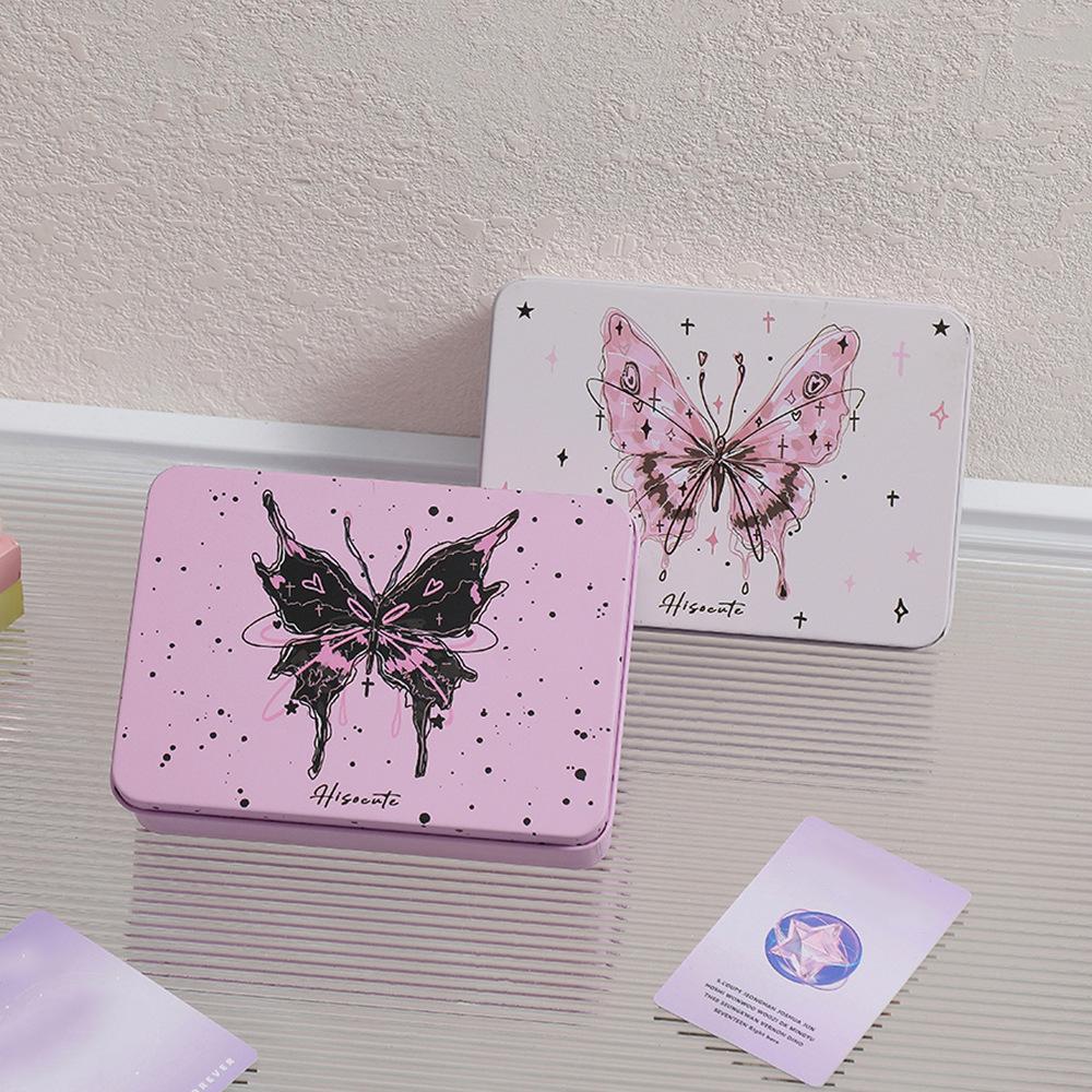 Ins Style Girl DIY Hand Account Sticker Goo Card Storage Box Student Desktop Finishing Star Card Storage Iron Box