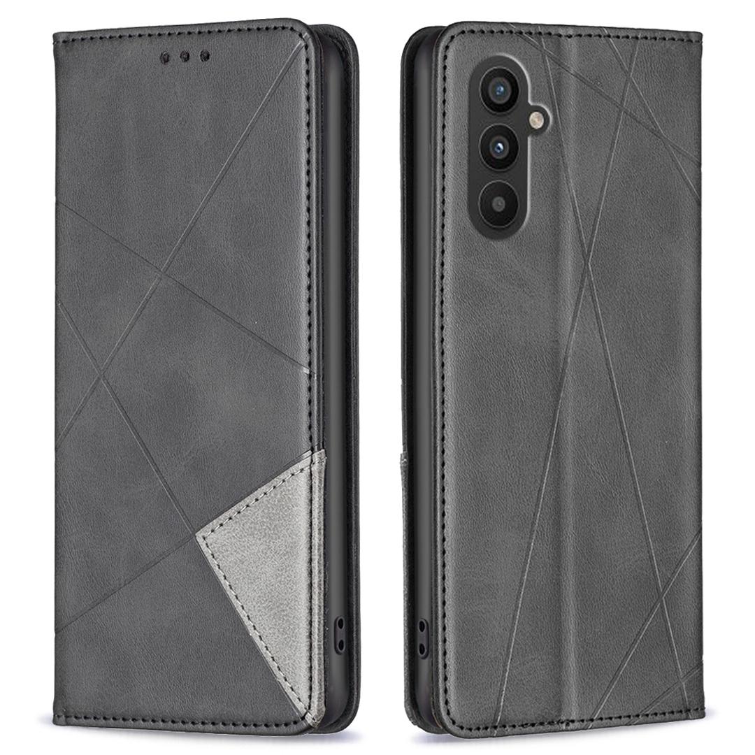 

Для Samsung Galaxy A25 5G (Глобальный) (161,0 х 76,5 х 8,3 мм) Держатель для карт Мобильный чехол С тиснением Линия Кожаная подставка Чехол для телефона Black