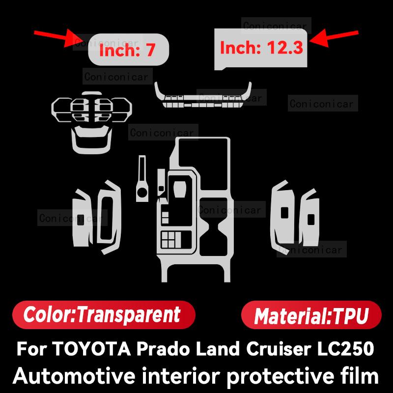 Für TOYOTA Prado Land Cruiser LC250 2024 2025 Auto Innenraum Mittelkonsole Instrumenten-Schutzfolie Kratzfest Reparatur-Aufkleber