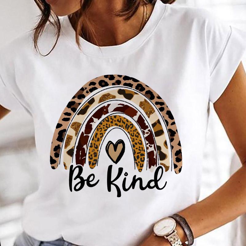 Women Printing Clothes Custom T-Shirt Watercolor Cute Tops Tshirt Short Sleeve Cartoon Heart Print Female Graphic O-Neck Tees