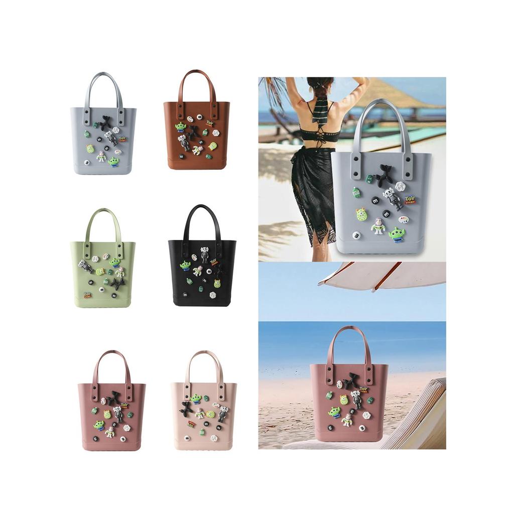 Beach Hole Bag Portable Fashion Open Tote for Shopping Boat Tours Dating Light Blue