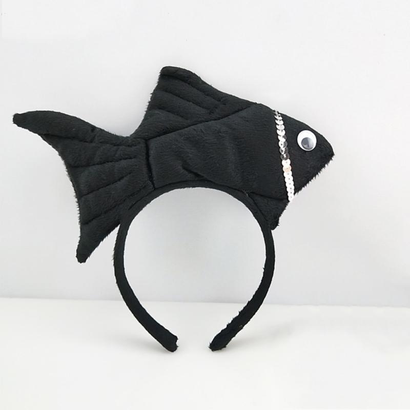 Students Taking Photo Hairband Stuffed Fish Shape Hair Hoop for Halloween