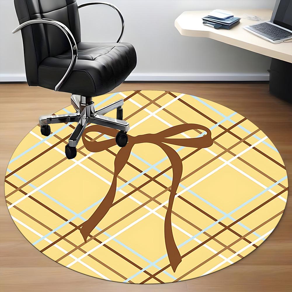 1pc Plaid Bow Chair Carpet for Office Non Slip, Machine Washable Rug for Office, Room Holiday Decor for Christmas, Birthday Polyester