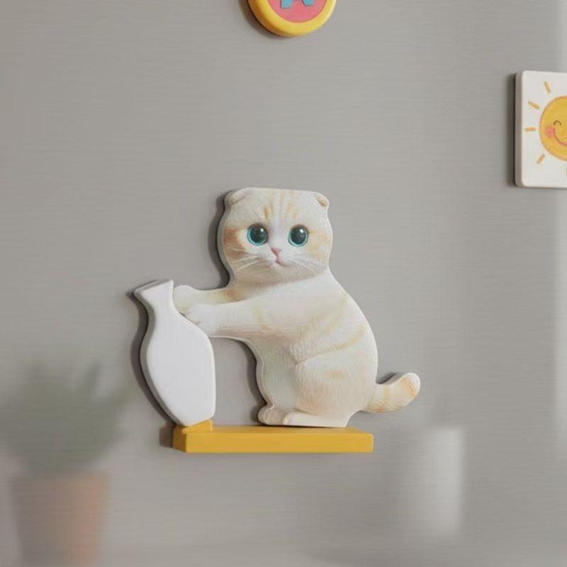 Kattvårdsförvaring Akryl Kylskåpsmagnet Söt Katt som Putta Flaska Prydnad Platt Design Hårminne Display Vas Dekor Gåva Konst