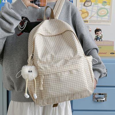 Schoolbagins Small Fresh College Style Plaid Large Capacity Travel Backpack Junior High School Grades 1-1 Student School Bag