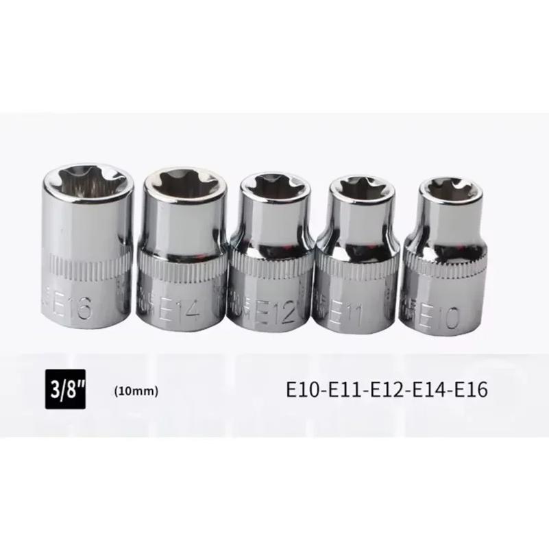 Set 14 Pezzi Chiavi a Bussola E-Torx Stella Femmina con Custodia 1/4, 3/8, 1/2 in. Set di chiavi a bussola esagonali esterne E4-E24 Set di chiavi a bussola per coppia
