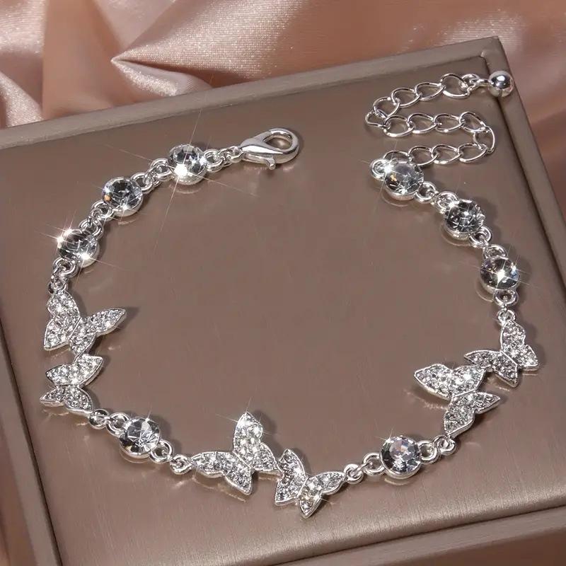 New Zircon Butterfly Bracelet for Women, Popular On Social Media, Korean Version, Simple and Stylish, Personalized, Adjustable Pull-string Bracelet