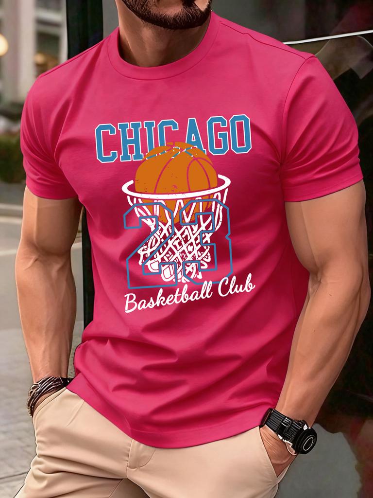 Chicago No23 Basketball Club Print T Shirts Men Summer Cotton TShirt Hip Hop Loose Streetwear AllMatch Casual Clothing