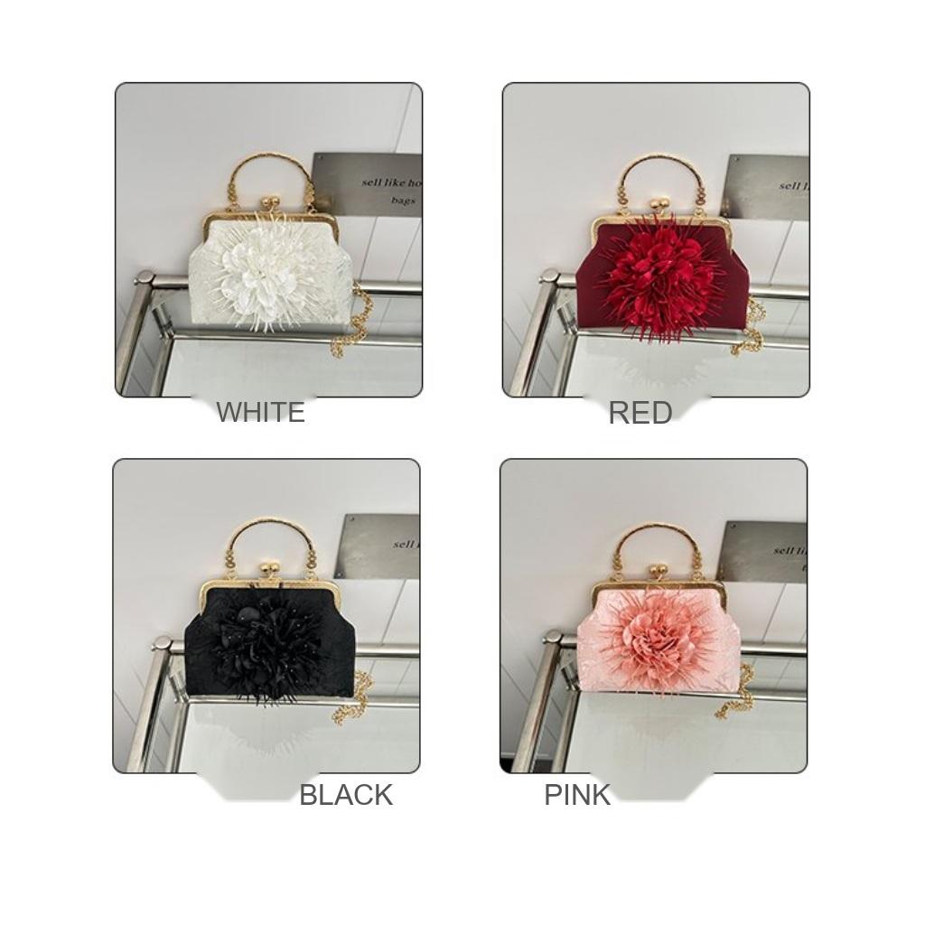 Handbag Women Cloth Flower Chain Strap Evening Wedding