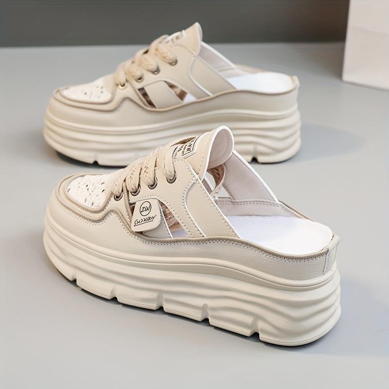 New Breathable Women's Shoes Summer Hollow Thick Sole Platform Casual Skateboard Sneakers