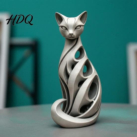 Home Tabletop Decor Spiral Cat Sculpture Resin Ornament Creative Twisted Statue Artistic Decorative Ornaments Desktop for Living Room Bedroom Office