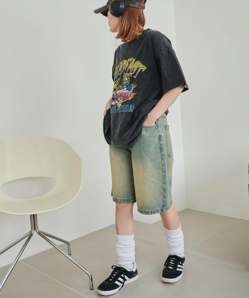 WEGO Vintage Wash Denim Veľkosť Svetlý Denimový Povrch Dámske Šortky, M,