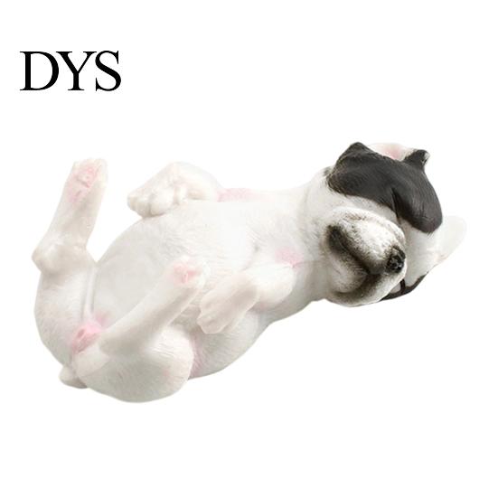Realistic Animal Model Simulated Sleeping Dog Model, Lying French Bulldog Figurine, Mini Ornament PVC Educational Toy for Toddlers Boys Girls
