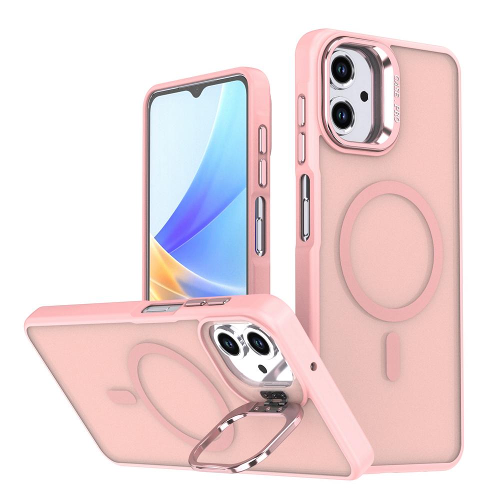KEYSION Lens Stand Magnetic Phone Case for MagSafe for Samsung A07 4G Matte Translucent Shockproof Cover for Galaxy A06 4G 5G