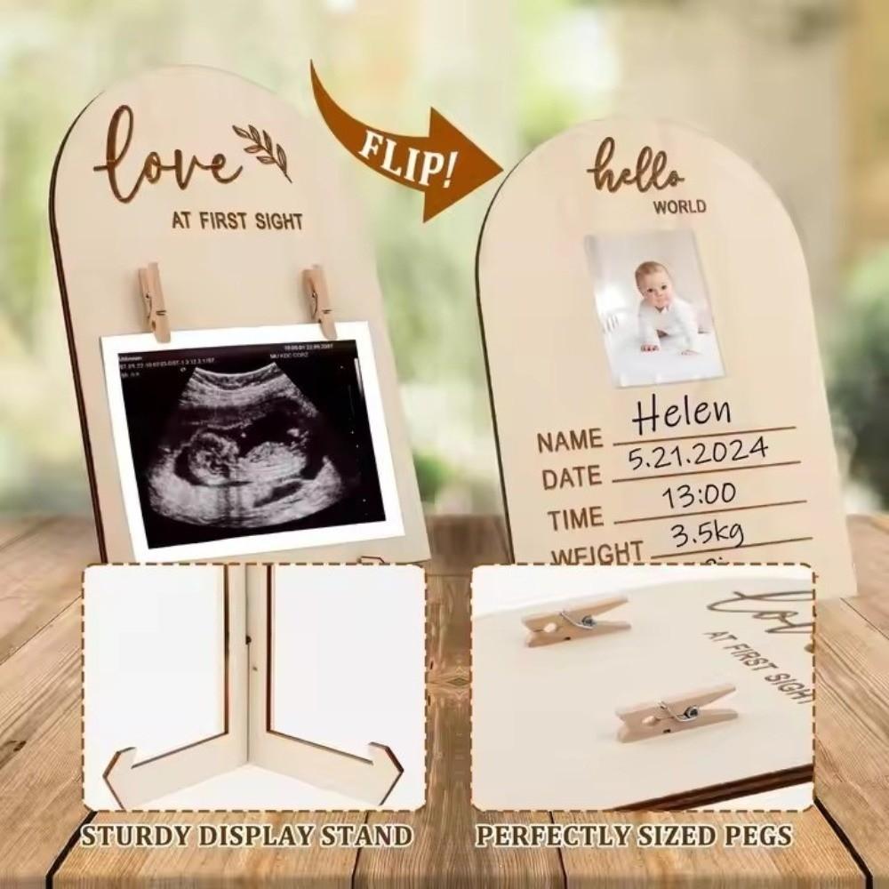 Wooden Stands Sonogram Picture Frame Rustic Pregnancy Gift Frame Newborn Birth