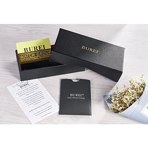 BUREI Men's Leather Watch, Popular Brand, Analog, Roman Numeral, Simple Design, Waterproof, Stylish, Commuter, Business, Silver White