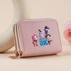 Kpop Hunter Witch Crew Classic Pebble Leather Coin Purse Short Accordion Wallet with Dual Zippers, Multi-Slot Card Holder
