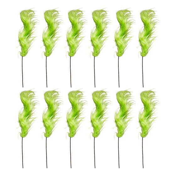 Christmas Green Hair Branch Furry Green Curly Picks Handmade Green Elf Stems