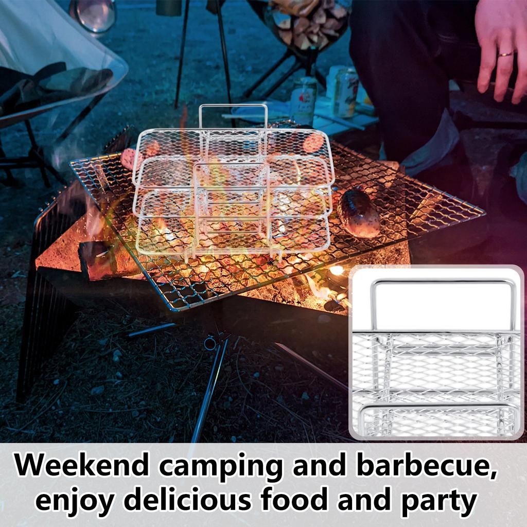Stainless Steel BBQ Grill Rack Multi Layer Stackable Oil Drip Drying Rack for Outdoor Grilling and Smoking Accessories