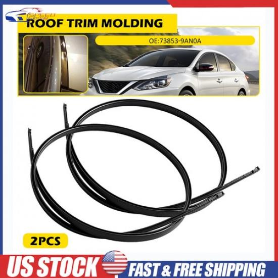 2 шт. Для Nissan Sentra 2013-2018 Черная уплотнительная накладка на водосток крыши Резиновая уплотнительная полоса