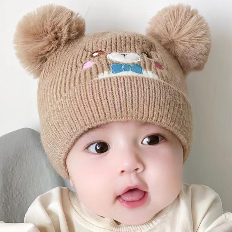 Baby hat cute cartoon bunny wool hat winter male and female baby warm ear hat knitted hat