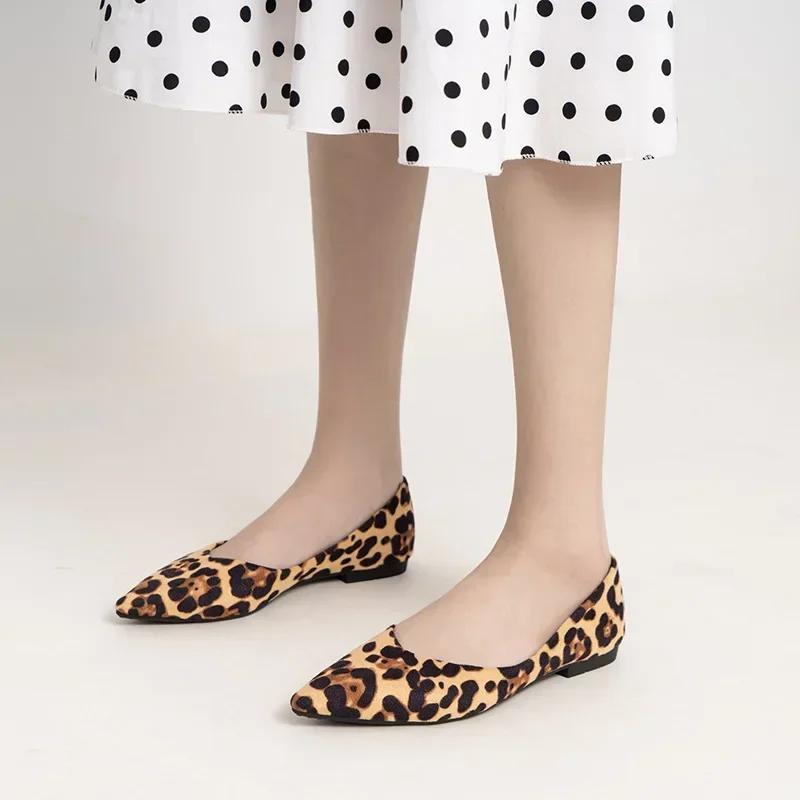 Fashion Women's Shoes 2025 Spring/Autumn New European and American Sexy Pointed Leopard Pattern Single Shoes Shallow Mouth Flats Women
