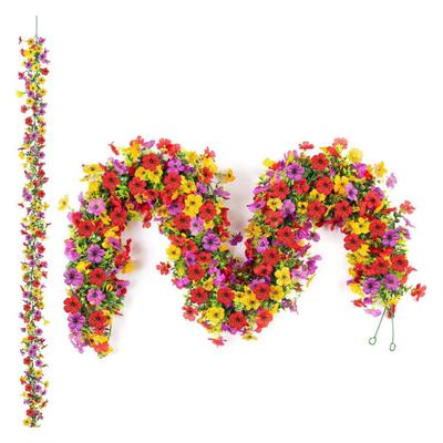 Guirnalda de Flores Artificiales Violetas de 180CM Resistente a los Rayos UV Realista Otoño Flor Falsa Vid de Ratán Boda Fiesta Colgante Simulación Decoración de Floración