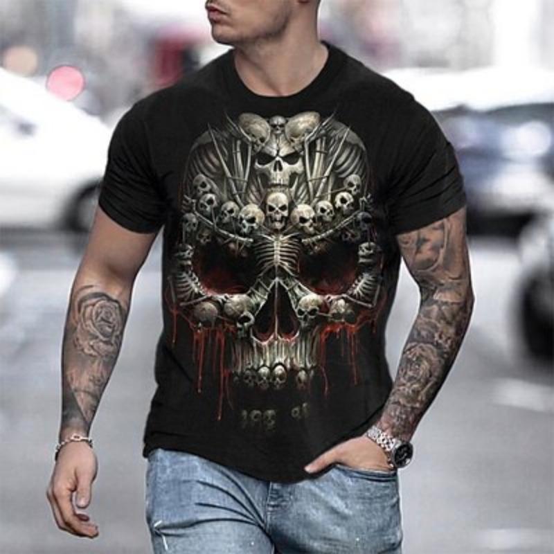 Men's Skull Graphic Prints Shirt T Shirt Tee Retro Shirts Short Sleeve T Shirt 3D Print Round Neck Shirt Vintage Designer Retro Street Daily Holiday