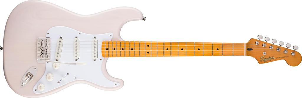 Squier by Fender Classic Vibe 50s Electric White with Soft Case Stratocaster® Guitar, Blonde,