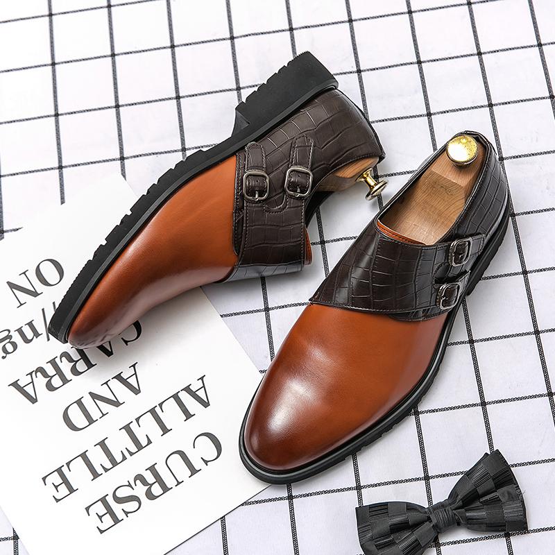 Golden Sapling Dress Loafers Patchwork Leather Shoes for Men Elegant Casual Business Shoe Men's Party Wedding Formal Office Flat