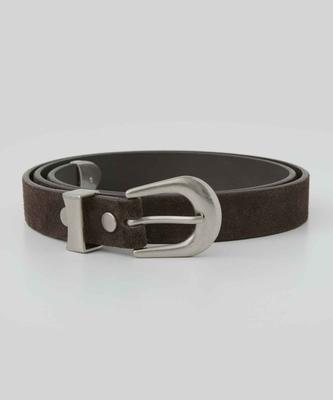 Pabeulega Suede Cow Leather Belt (Dark Brown)